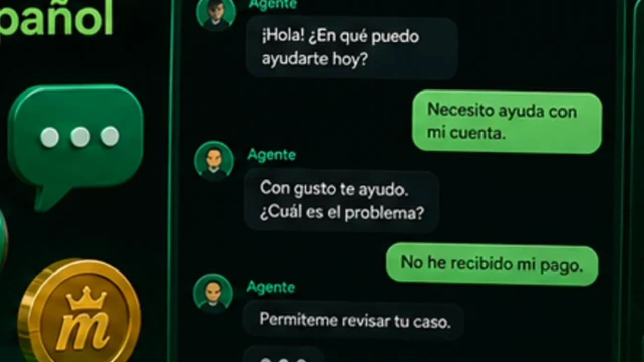 Chat de soporte en español abierto dentro de la cuenta