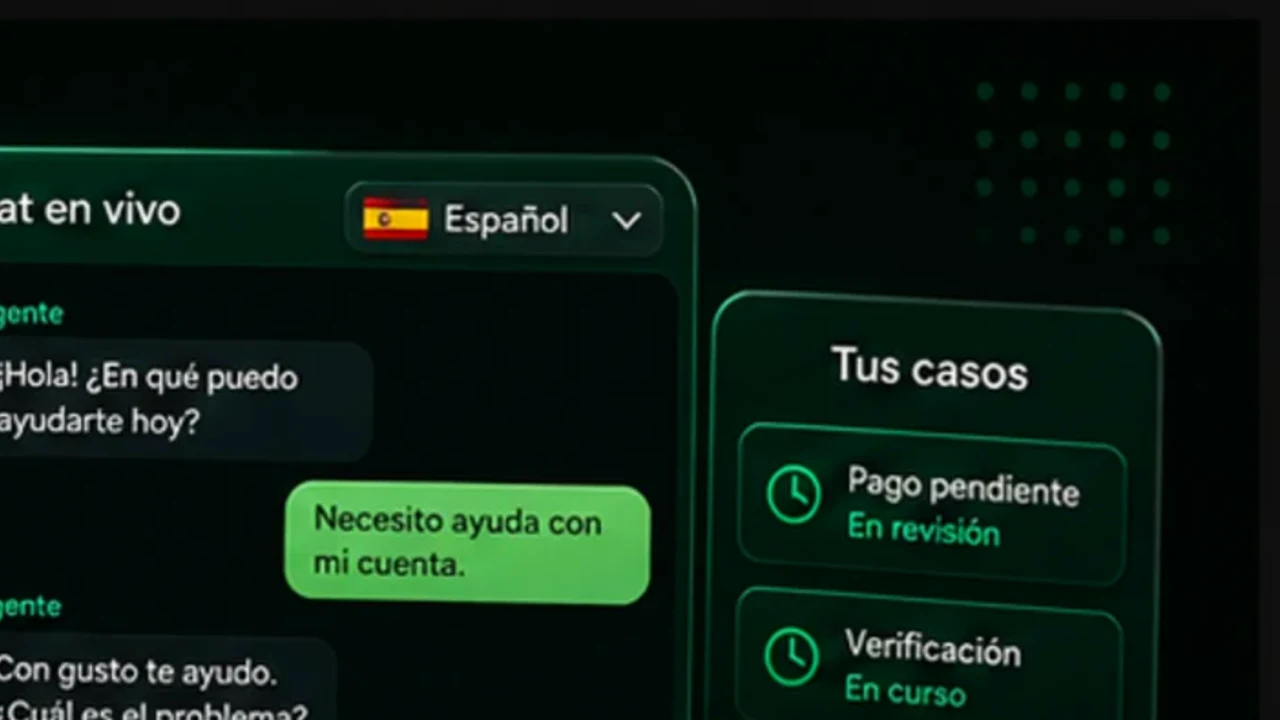Ventana del chat de soporte respondiendo en castellano al jugador